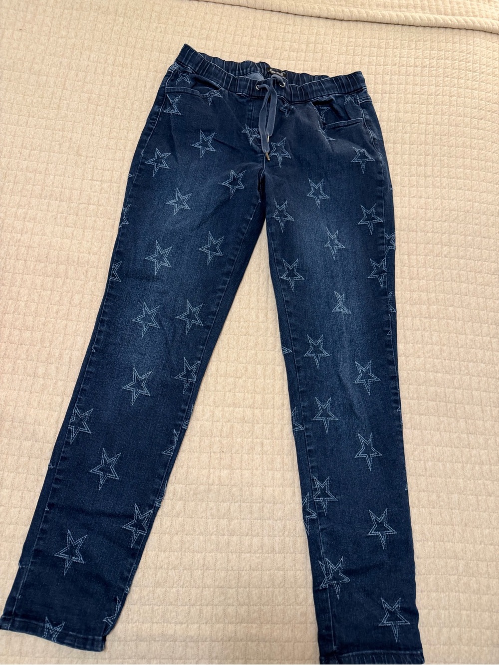 CHARLIE B Dark Blue Star-Print Skinny Jeans